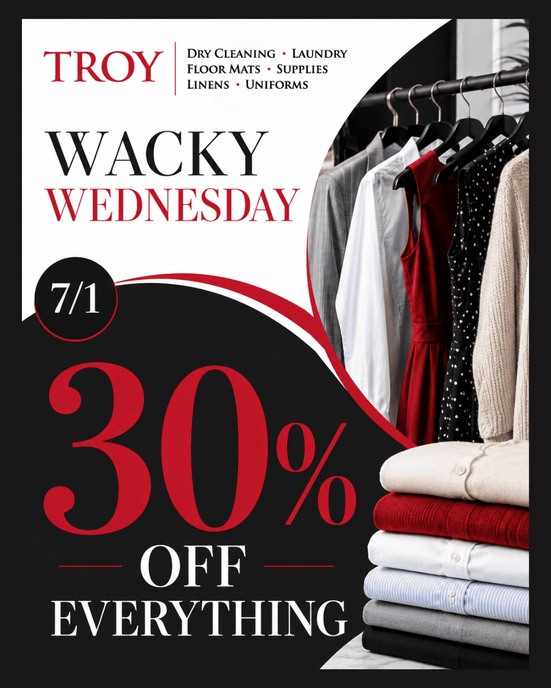 troy - 1 july ww 30% off dry cleaning