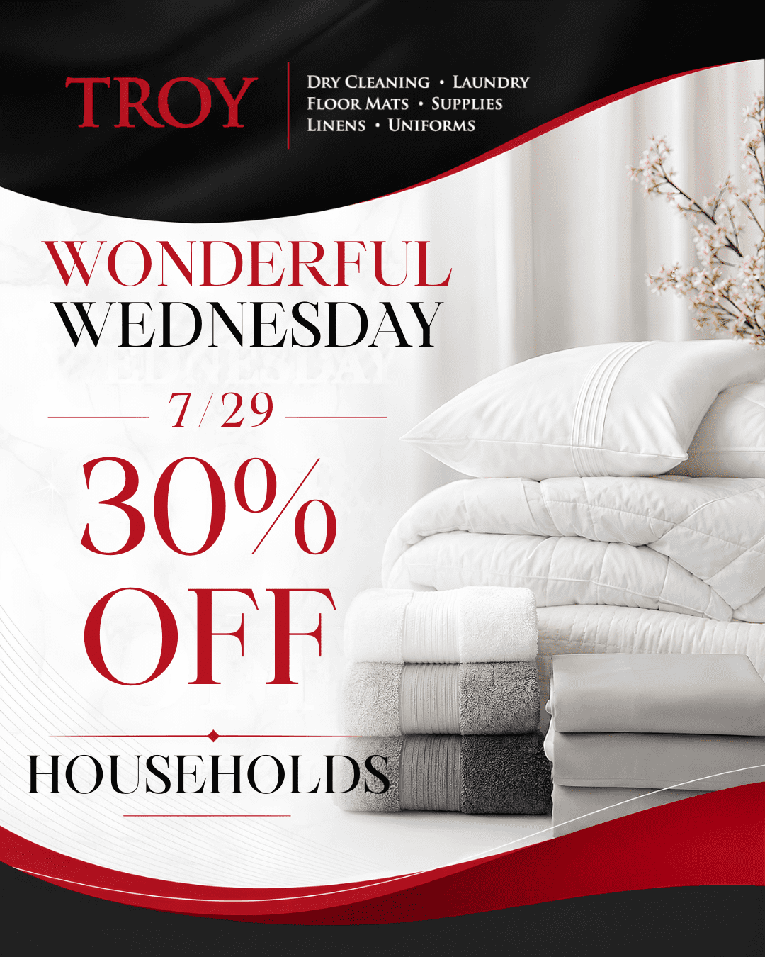 troy - 29th July 30% off dry cleaning